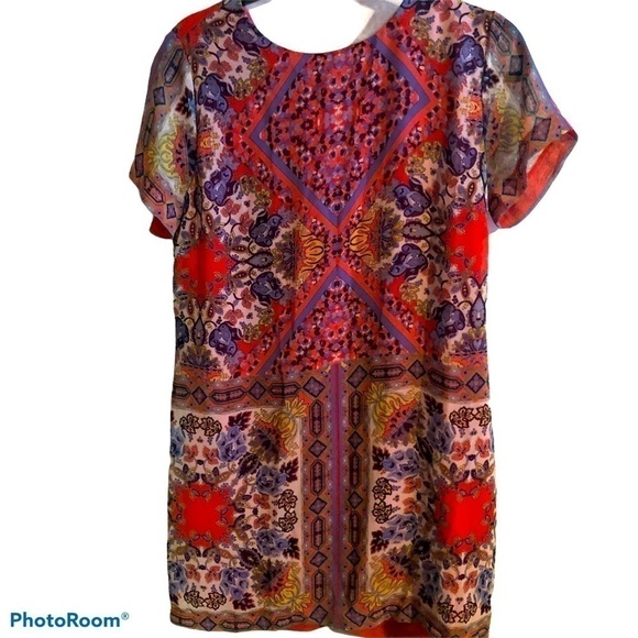 Lulu’s Floral Paisley Chiffon Short Sleeve Dress - Picture 1 of 2